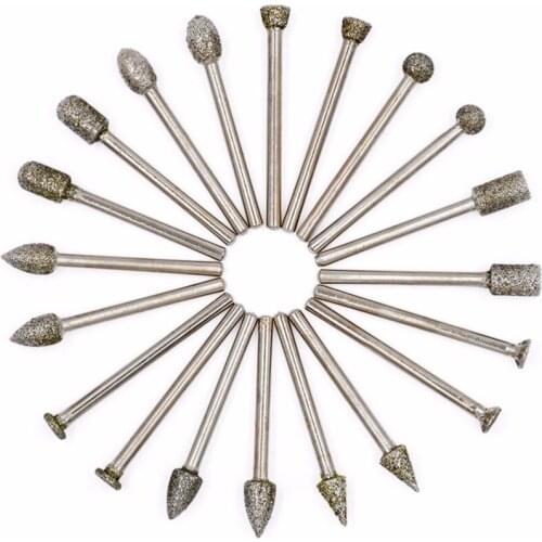 GOXAWEE Abrasive Tools Diamond Grinding Burr Drill Bits Mounted Point Kit With 1/8" Shank Rotary Tool For Dremel Electric Drill