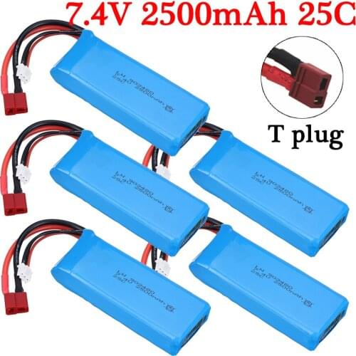 Upgrade 7.4v lipo battery for Wltoys 12428 12423 144001 124018 RC Car spare parts 7.4V 2500mah 25C battery For RC Trucks Tanks