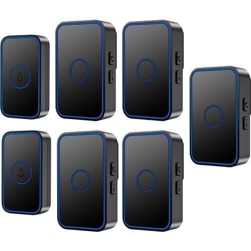 WEMEDA Wireless Doorbell 60 Chimes 0-110dB 300M Range US EU UK Plug Waterproof Cordless Home Door Ring Bell 2 Button 5 Receiver