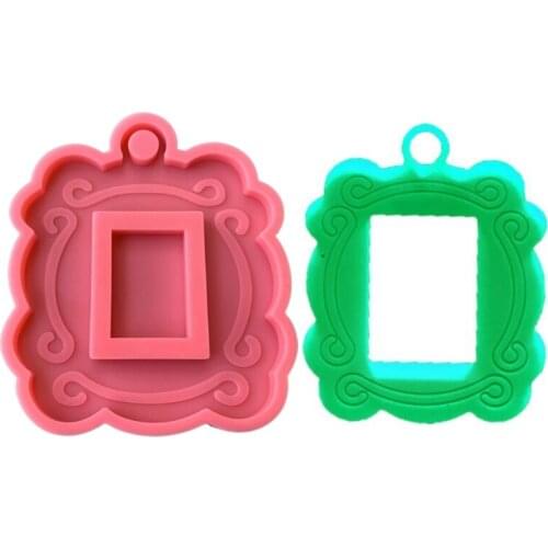 Keychain Epoxy Resin Mold Shiny Christmas Decoration Frame Shape Keyring Pendant DIY Crafts Casting Silicone Mould