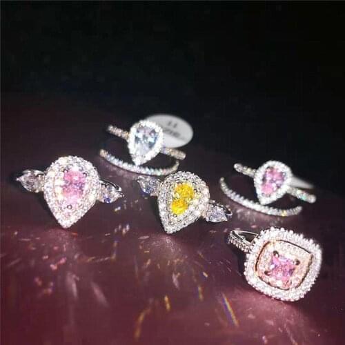 CC Rings For Women S925 Silver Colorful Cubic Zirconia Wedding Engagement Bridal Fine Jewelry Romantic Ring Accessories CC585