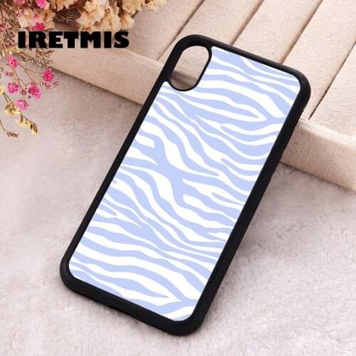 Iretmis 5 5S SE 2020 phone cover cases for iphone 6 6S 7 8 Plus X Xs XR 11 12 Mini Pro Max Silicone TPU Blue Zebra