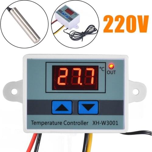New 220V Digital Red LED Display Temperature Controller 10A Thermostat Control with Switch Probe For Temperature Measuring Tool