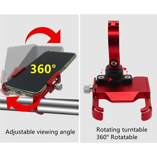 360°Rotation AluminumAlloy Bicycle Phone Holder RoadBike Non-Slip Smartphone Handlebar Mount Bracket Motorcycle Mobilephone Clip