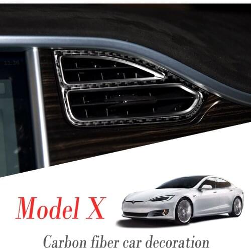 Car Carbon Fiber Central Control Instrument Air Outlet Parts Refit Automobile Protection Decoration Stickers For Tesla Model X