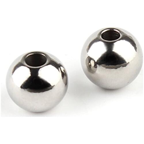 LOULEUR 10pcs/lot 8mm 10mm Stainless Steel European Beads Inner Hole Size 3mm Spacer Beads for Diy Bracelet Jewelry Making