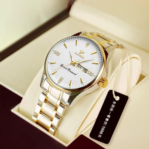 Hot 2021 Explosive Genuine Non-Mechanical Mens and Womens Quartz Watch Dual Calendar Luminous Korean Stainless Steel