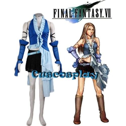 Game Final Fantasy X cosplay Yuna cosplay costume singer suit Halloween Blue dress for women Custom Made
