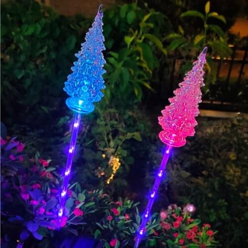 Artificial Christmas Tree Type 6 LED Solar Powered Highlight Night Light Color Changing Garden Lawn Plug-In Decorative Land Lamp