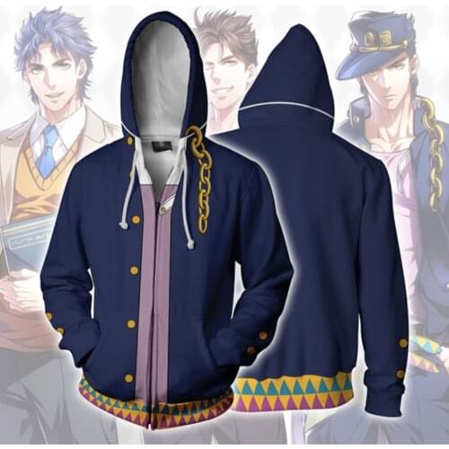 Jo Anime Jo Kujo Jotaro Costumes Hoodies Jackets Coat Cosplay 3D printed zip-up hoodies sport Sweatshirts