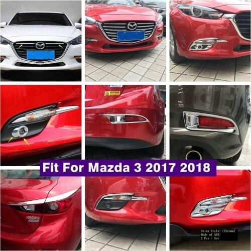 Chrome Exterior Refit Kit Front / Rear Fog Lights / Door Handle / Bowl / Grille Grill Stripes Cover Trim For Mazda 3 2017 2018