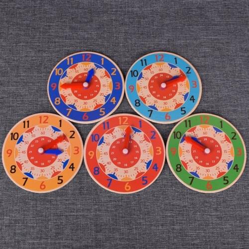 Colorful Children Montessori Wooden Clock Toys Hour Minute Second Cognition Clocks Toys For Kids Early Preschool Teaching Aids