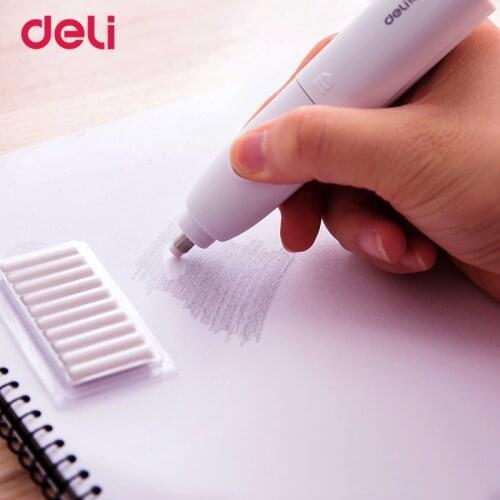 Deli wholesale cute mini electric eraser set with refill for school kid office correction supply quality kawaii automatic eraser