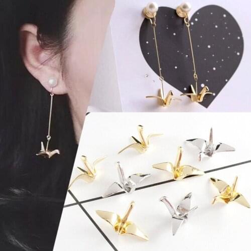 Copper plated thousand paper crane pendant DIY accessories simple fashion necklace earrings accessories handcrafted female