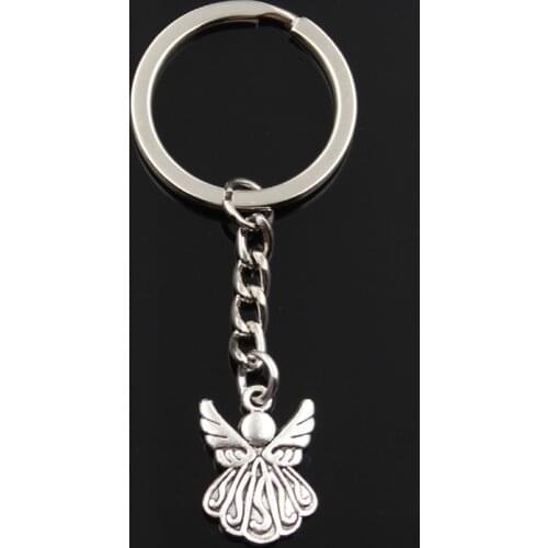 Fashion Keychain 21x15mm Fairy Angel Silver Color Pendants DIY Men Jewelry Car Key Chain Ring Holder Souvenir For Gift