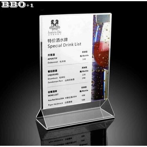 1pc Restaurant Hotel Utensils Table Menu Sign Display Holder Upright Frame Brochure Holder Clear Acrylic Menu Holder Bar Utensil