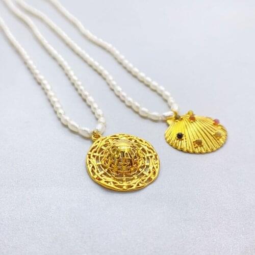 New cartoon straw hat Pearl necklace female Japanese and Korean fashion personality clavicle chain wholesale