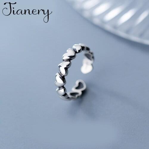 Charming Boho Korean Open Adjustable Size Heart Rings for Women Wedding Ring Jewelry Valentines Day GIFT