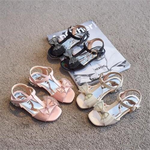 Girls' sandals 2021 summer new fashion diamond open toe non slip sandals bow sweet princess style girls' sandals