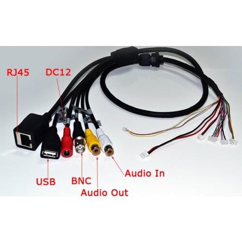 SMTSEC Network Cable Board Camera Extension Cable RJ45+BNC+DC+USB+Audio input+Audio output FOR H.265/H.264 IP Camera Module BG