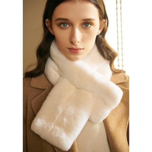 2021 New Solid Color Plush Scarf Fur Collar Ribbon Winter Hair Student Warm Cross Scarf Autumn