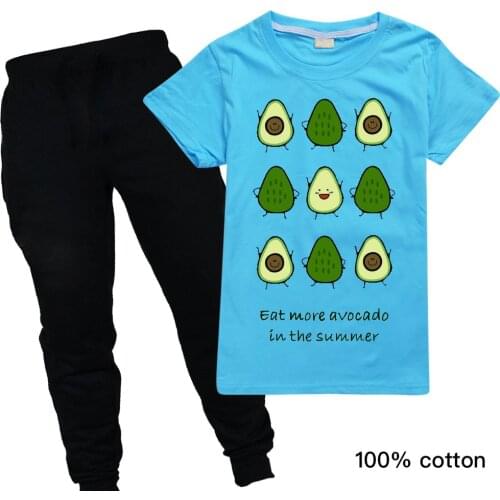 Avocado leisure sports short-sleeved T-shirt top trousers suit teenagers boys and girls sports leisure suit