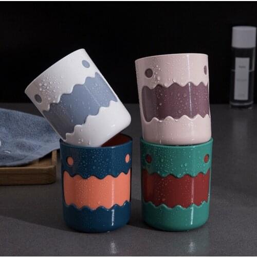 2pcs Portable Cartoon Double Color Creative Toothbrush Cup Bathroom Tumbler Mouthwash Travel Toothbrush Holder Children Bathroom