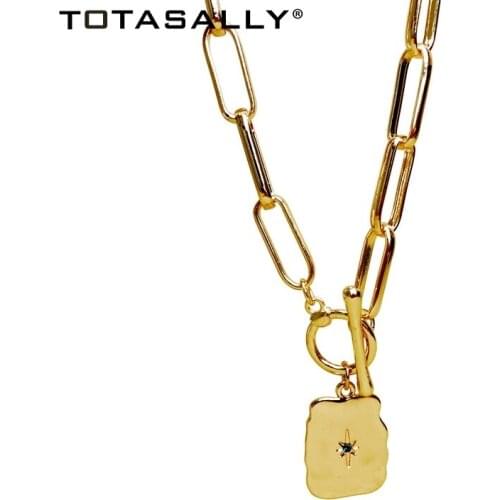 TOTASALLY Star Toggle Clasp Coin Pendant Necklaces for Women Circle Vintage Necklace for Minimalist Collar Necklace Dropship