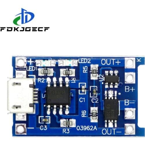 10Pcs Micro USB 5V 1A 18650 TP4056 Lithium Battery Charger Module Charging Board With Protection Dual Functions 1A Li-ion