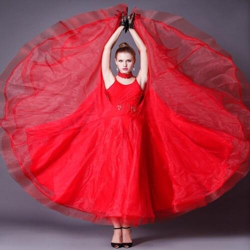 Lady Modern Dance Dress Women Waltz Quickstep Clothes Female Tango Dress Diamond Ballroom Dance Performances Suit B-4282