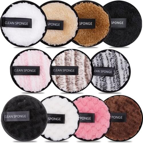 1/3Pcs 8cm Make Up Remover Pads Reusable Washable Wipe To Remove Makeup Microfiber Discs Face Care Cleaning Towel Sponge Puff