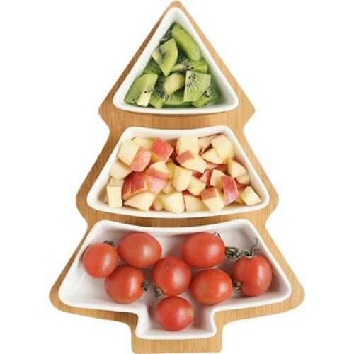1 set Christmas Tree Ceramic Dishes Porcelain Plates Tableware Dinnerware Salad Cake Fruit Dessert Candy Dishes Xmas Decoration