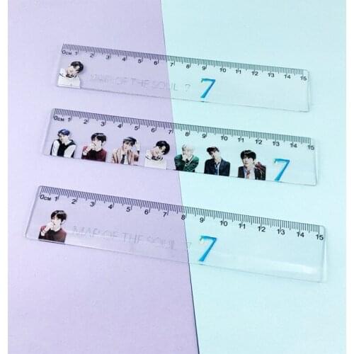 10pcs/lot New Album Map Of The Soul 7 Rulers Stationery JUNG KOOK V JIMIN JIN SUGA JHOPE Suga Printing Ruler Student Gifts
