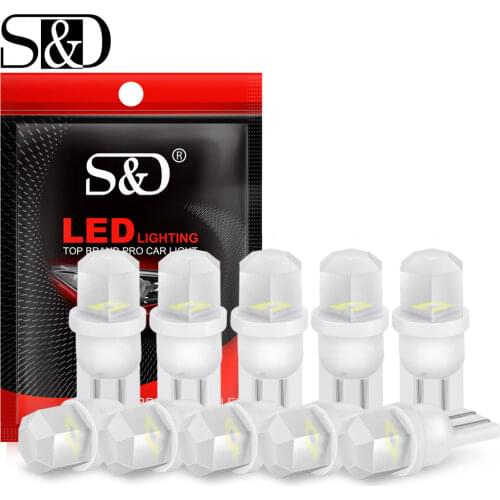 10Pcs Canbus T10 W5W LED Bulb 194 168 Led Ceramic Car Interior Lights Wedge Side marker Clearance Auto Lamp 12V White Yellow Red