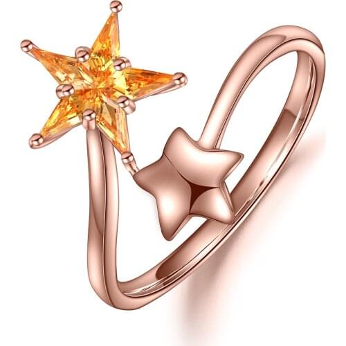 18k Gold Ring Star Shape Natural Sapphire And Diamond Rings Fashion Jewelry For Wedding Party