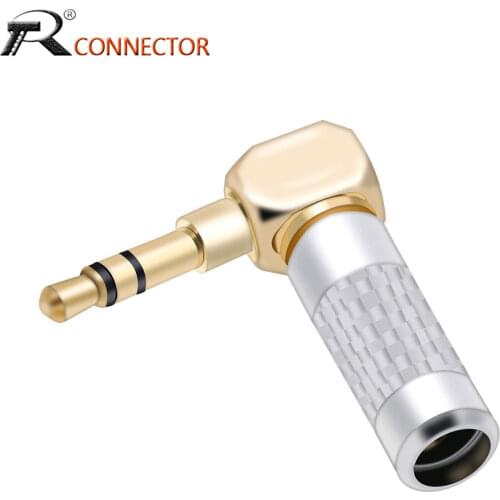 1pc Right Angle 3.5mm stereo jack Carbon Fiber Earphone Jack 3.5 Male Plug Gold Plated Wire Solder Connector for 6mm cable