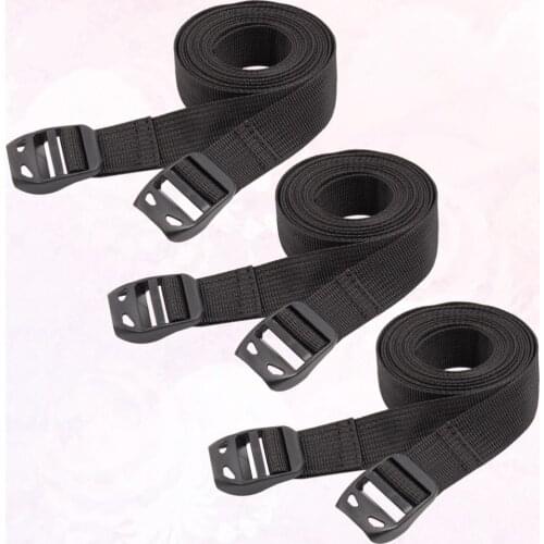 3pcs 1.5m Practical Tie Down Strap Strong Ratchet Belt Suitcase Safety Strap Cargo Lashing with Press Buckle for Outdoor (Black)