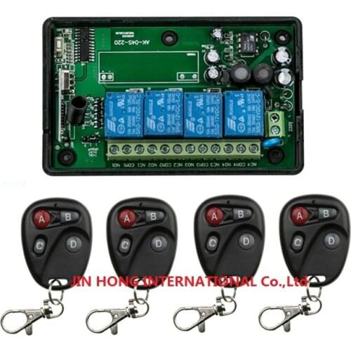 4CH RF Motor and electric door, curtain For AC85-250V / Radio Switch remote switch Learning code receiver 4pcs remote controller