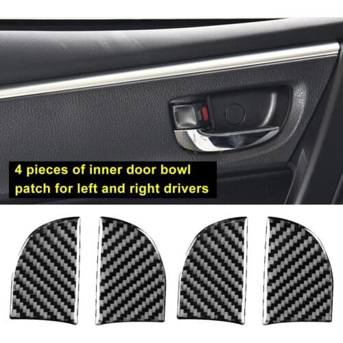 Lightweight 4Pcs Glossy Inner Door Handle Bowl Trim Sticker Carbon Fiber Panel Decor Sticker Heat-resistant