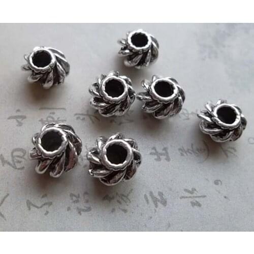 50pcs/lot Pumpkin Shape Metal Spacer Beads 7.5x5mm Tibetan Silver Charm Loose Beads Findings DIY Jewelry Making Bracelet Earring