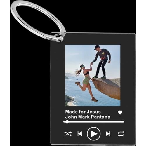 Custom Song Code Acrylic Keyring Personalized Music Spotify Code Album Cover Couple Photo Keychain Gift