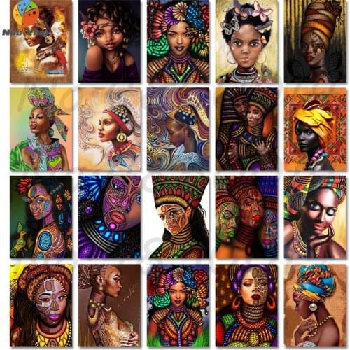 Diy 5d Diamond Painting Portrait Full Round African Woman Diamond Embroidery Cross Stitch Pictures Handcrafts Home Decoration