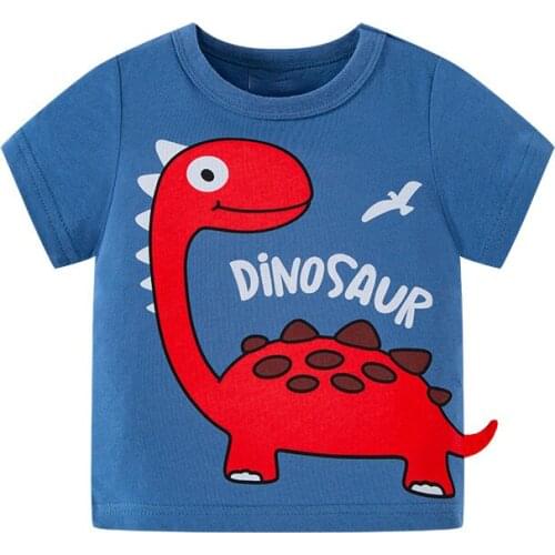 Bambino 2021 Summer Tee for Boys 2-7 Years Cartoon Dinosaur T Shirt of Children Top Clothes of School Kids 100% Cotton Clothing