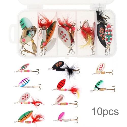 10pcs/lot Metal Spinner Lure 3g-7g Wobbler Fishing Spoon Baits Spinnerbait Artificial with Box for Ocean Boat Fishing