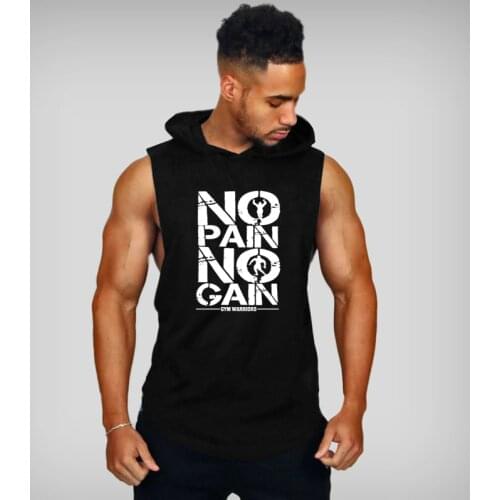 Brand Gyms Clothing Mens Bodybuilding Hooded Tank Top Cotton Sleeveless Vest Sweatshirt Fitness Workout Sportswear Tops Male