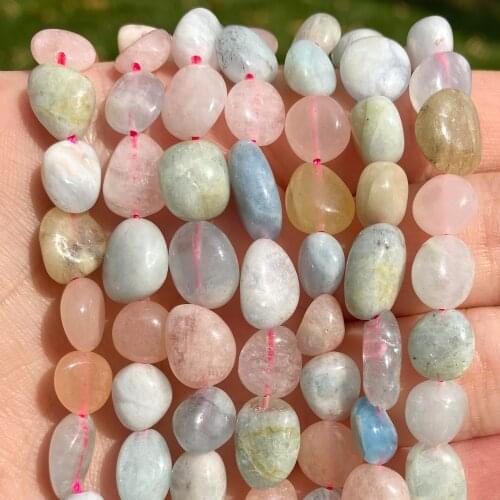 8-10mm Natural Shaped Stone Genuine Morganite Beads For Jewelry Making Irregular Natural Stone Beads for DIY Bracelet 15 inches