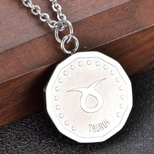 2021 Twelve Constellations Letter Necklace Clavicle Chain Statement Leo Pendant Stainless Steel Jewelry Birthday Gift