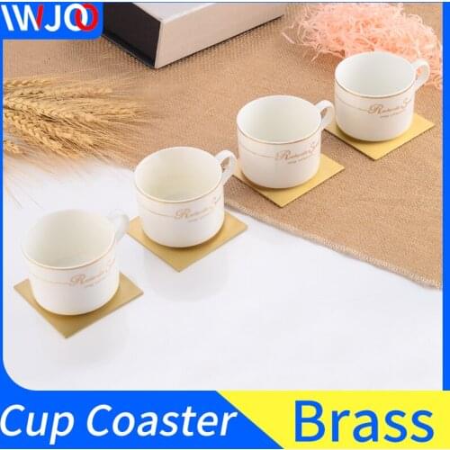 Tea Cup Coaster Brass Gold Placemat for Dining Kitchen Table Decoration Coffee Milk Cup Mats Waterproof Drink Mug Coasters Pads