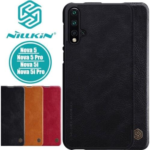 Huawei Nova5 Nova 5 Cover Nillkin QIN Leather Case Card Pocket Wallet Bag Protection Flip Cover for Huawei Nova5i Nova 5i Pro