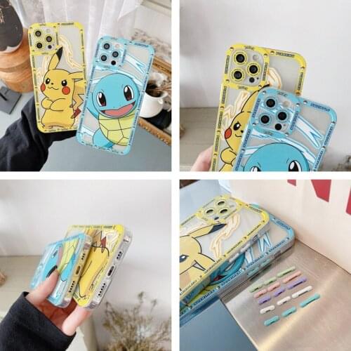 Pokemon Pikachu Squirtle Anime Cartoon Phone Case Men Women Couples Silicone Soft Shell for Iphone7 8Plus X/xs/xr/xsmax/11 12pro